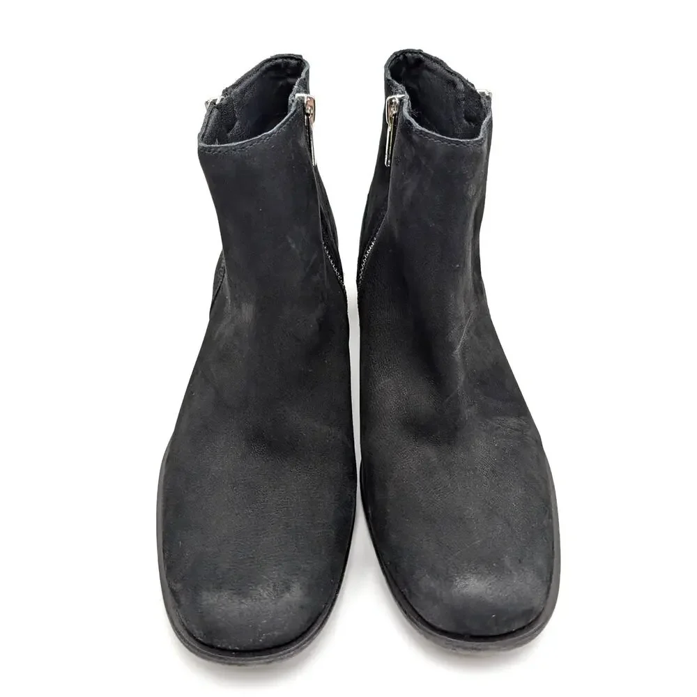 Lucky Brand Baelee Leather Ankle Boots Side Zip Women's Black Size US8.5M EU39.5